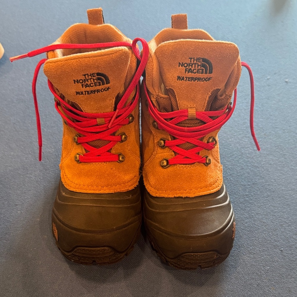 The North Face Brown and Red Waterproof Boots